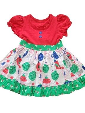 NEW Eleanor Rose Size 5-6 Rhonda Puff Sleeve Girls' Top Deck The Halls Ornament